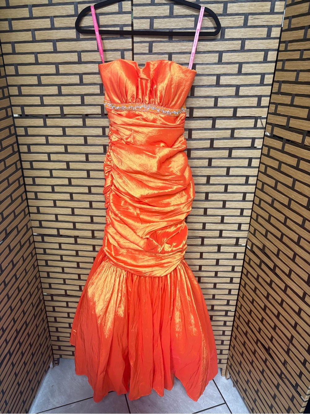 Flirt Maggie sottero orange strapless ruched formal dress size medium